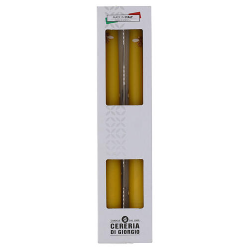 Bougies jaunes coniques LOT 2 PCS décorées à la main avec abeilles 25 cm 7 heures Cereria Di Giorgio 2