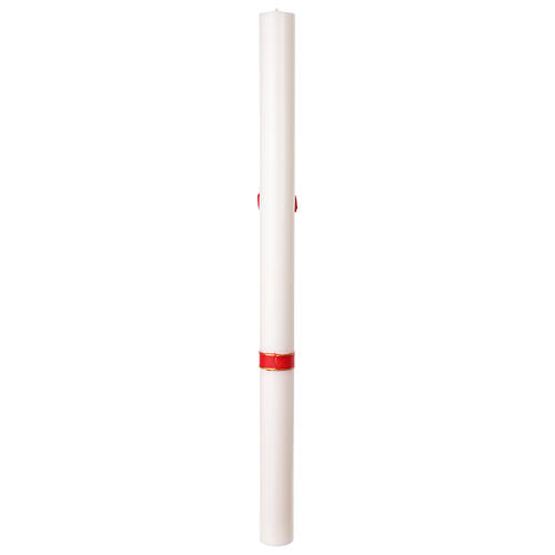 White Paschal candle with red cross, alpha and omega, 3x47 in 6