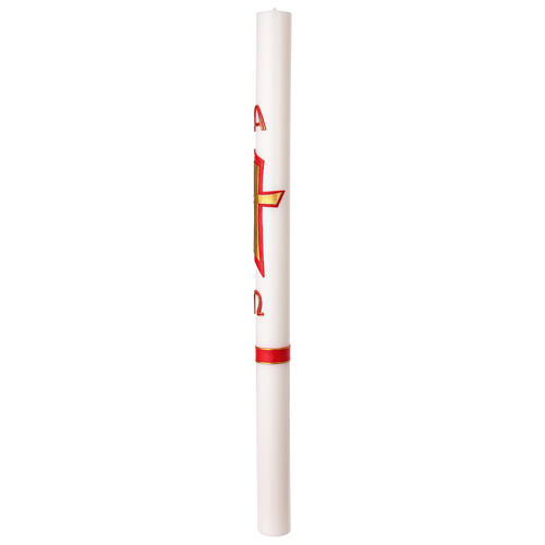 Cero pasquale bianco alpha ed omega, croce rosso 8x120 cm 4