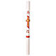 Cero pasquale bianco alpha ed omega, croce rosso 8x120 cm s3