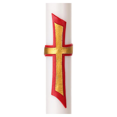 White Paschal Candle Alpha and Omega with Red Cross, 8x120 cm 2