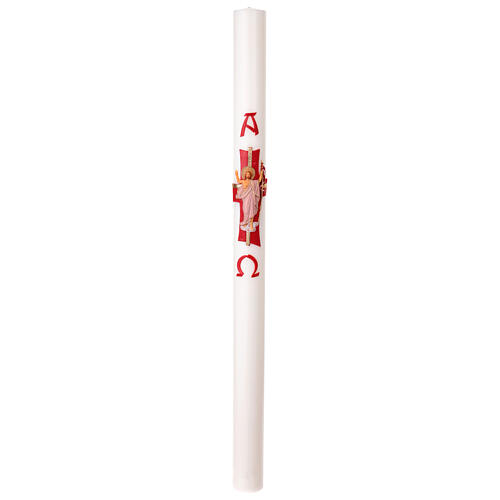White Paschal Candle Resurrected Jesus Alpha and Omega Cross, 8x120 cm 4