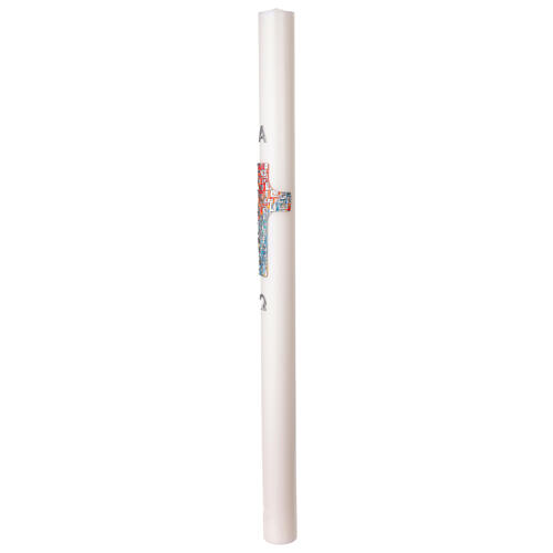 White paschal candle multicolored silver Alpha and Omega, 8x120 cm 4