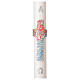 White paschal candle multicolored silver Alpha and Omega, 8x120 cm s1