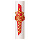 White Paschal Candle with Cross Applications and Gold Olive Leaves, 8x120 cm s2