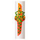 Paschal Candle White with Red Cross and Green Olive Leaf Embossments Alpha and Omega 8x120 cm s2