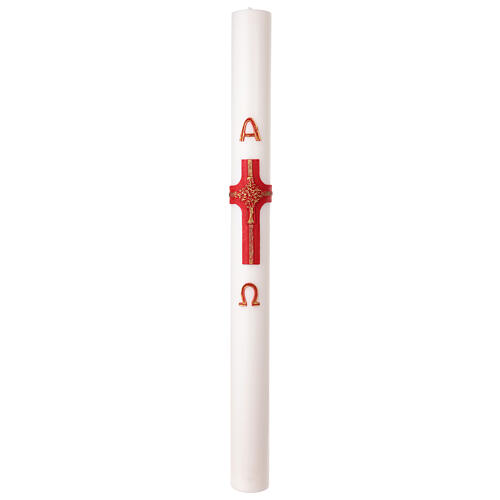 Cero pasquale DIAM. 10 CM croce rossa dettagli oro croce albero vita alpha omega 120 cm 3