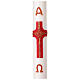 Cero pasquale DIAM. 10 CM croce rossa dettagli oro croce albero vita alpha omega 120 cm s1