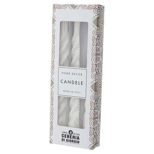 Set 3 bougies laquées torsadées blanches h 20 cm 3