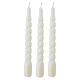 Set 3 bougies laquées torsadées blanches h 20 cm s1
