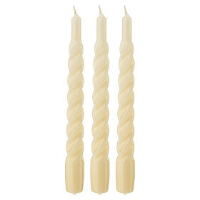 Ivory twisted candle, 8 in, approx. 5-hour burn time