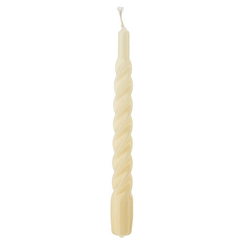 Ivory twisted candle, 8 in, approx. 5-hour burn time 2