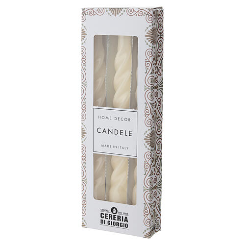 Ivory twisted taper candle, 20 cm, lasting 5 hours 3