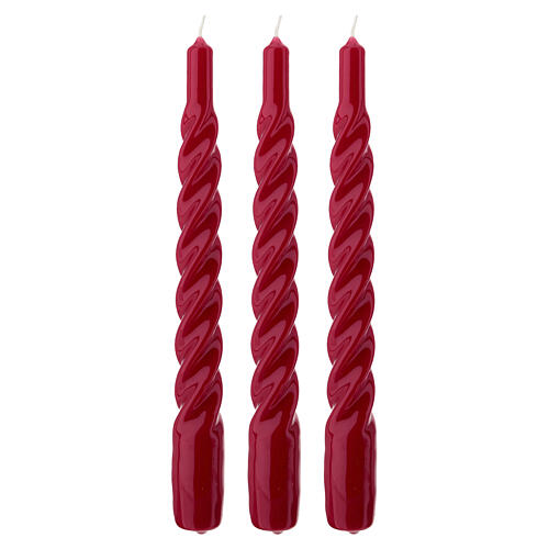 Candela torciglione rosso 20cm 1