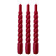 Red twisted taper candle 20cm s1