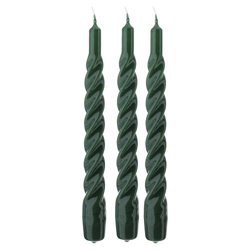 Twisted green Christmas candle, 7.9 in 1