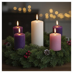 White Advent wreath candle, 3x8 in