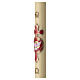 Paschal candle in beeswax with Dove on red embossed cross, 3x47 in s4