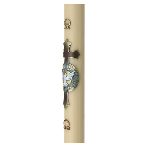 Osterkerze, Bienenwachs, Taube vor silbernem Kreuz, Ø 8 cm × 120 cm 4