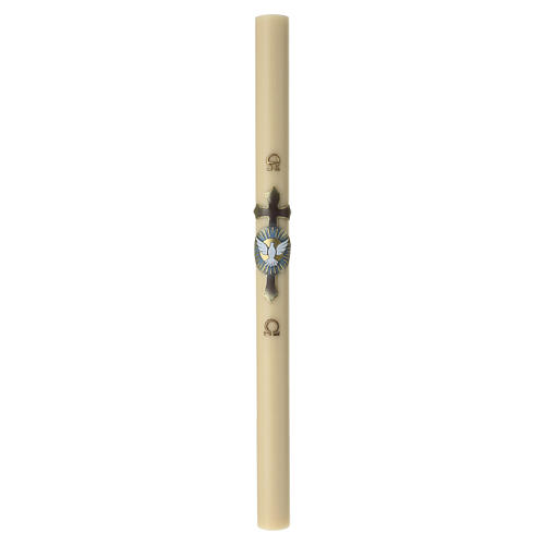 Beeswax Paschal candle with dove on silvered cross, 47x3 in 3