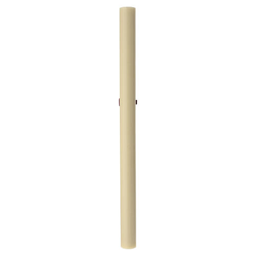 Paschal candle in beeswax with gold and red cross in relief, 3x47 in 5