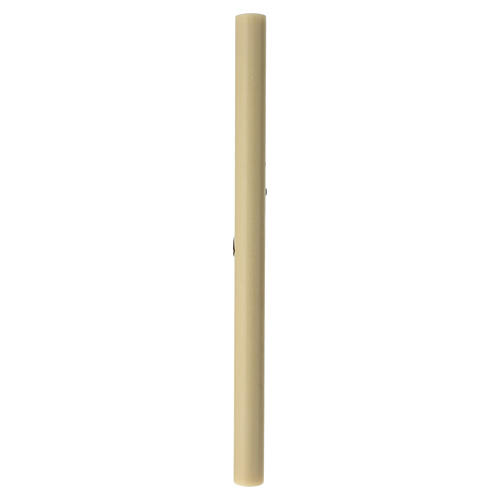 Ivory beeswax Paschal candle with Tau on parchment, 3x47 in 6