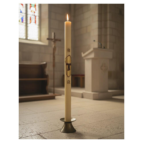 Paschał kolor kości słoniowej, wosk pszczeli - 120 × 8 cm, z symbolem Tau na pergaminie 2