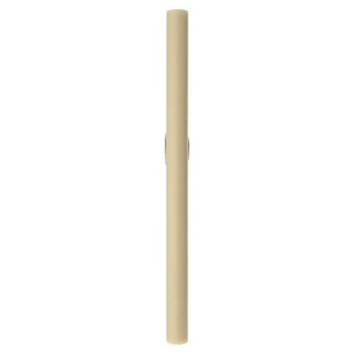 Beeswax Paschal candle with IHS and fish on a coloured background, 47x3 in 5