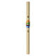 Paschal candle in beeswax 120x8 cm with IHS and fish on colored background s3