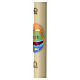 Paschal candle in beeswax 120x8 cm with IHS and fish on colored background s4