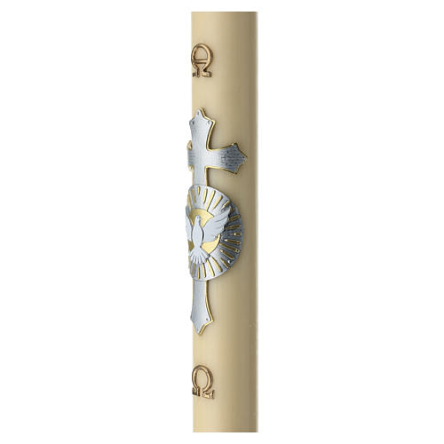 Paschal Candle 120x8 cm Beeswax with Holy Spirit on Silver Cross 4