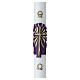 Paschal candle in white wax with radiant cross in relief, 8x120cm s1