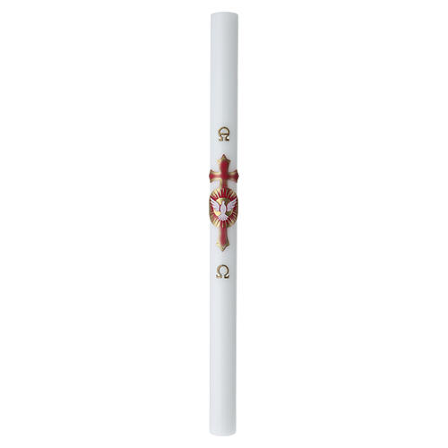 Paschal candle in white wax with Holy Spirit symbol, 3x47 in 3