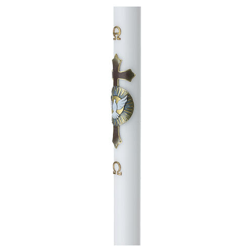 Paschal candle with Holy Spirit on silver cross, 47x3 in 4