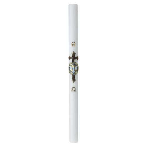 White paschal candle with Holy Spirit on silver cross, 120x8 cm 3