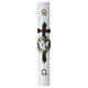 White paschal candle with Holy Spirit on silver cross, 120x8 cm s1