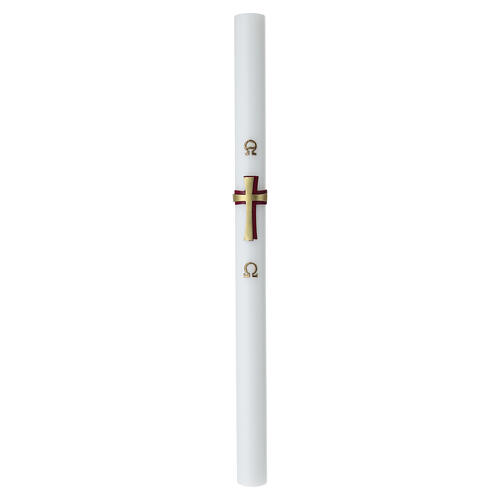 White Paschal candle with red and gold cross, 8x120cm 3