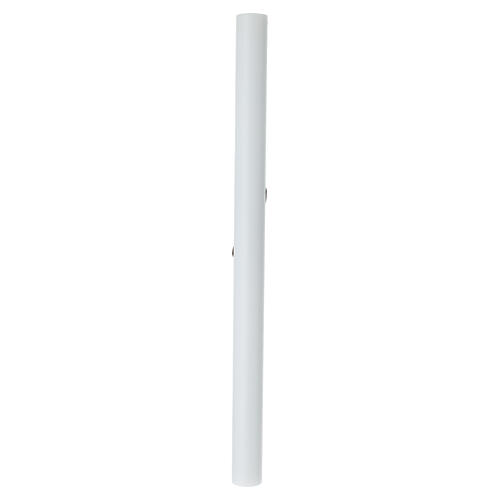 Paschal candle with embossed Franciscan Tau, white, 47x3 in 5