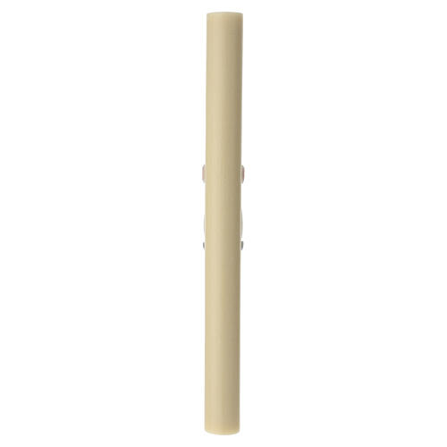 Paschal candle in beeswax with Paschal Lamb and red cross, 35x3 in 5