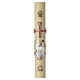 Paschal candle in beeswax with Paschal Lamb and red cross, 35x3 in s1