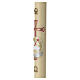 Paschal candle in beeswax with Paschal Lamb and red cross, 35x3 in s4