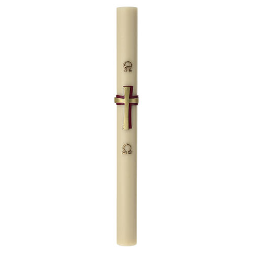 Paschal candle in beeswax with red and gold cross, 35x3 in 3