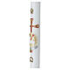 Paschal candle in white wax 90x8 cm with Lamb of God and cross symbol s4