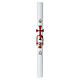Paschal candle in white wax with Lamb of God and red cross, 90x8 cm s3