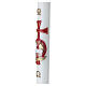 Paschal candle in white wax with Lamb of God and red cross, 90x8 cm s4