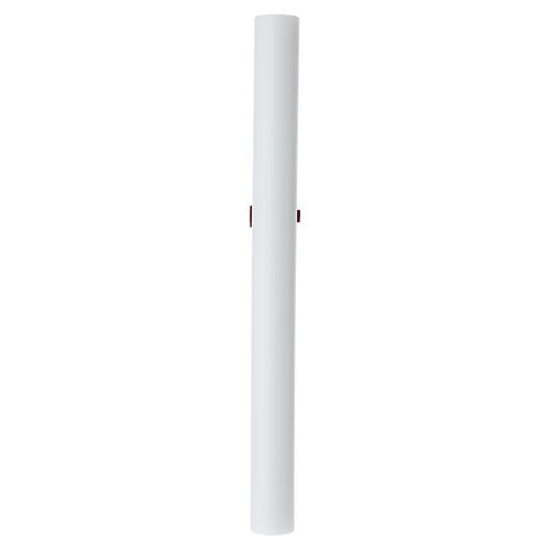 Paschal candle in white wax with decorated embossed cross, 35x3 in 5