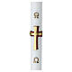 Paschal candle in white wax with decorated embossed cross, 35x3 in s1