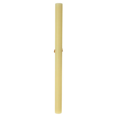 Paschal candle in refined paraffin with embossed cross and white rose, 3x47 in 6