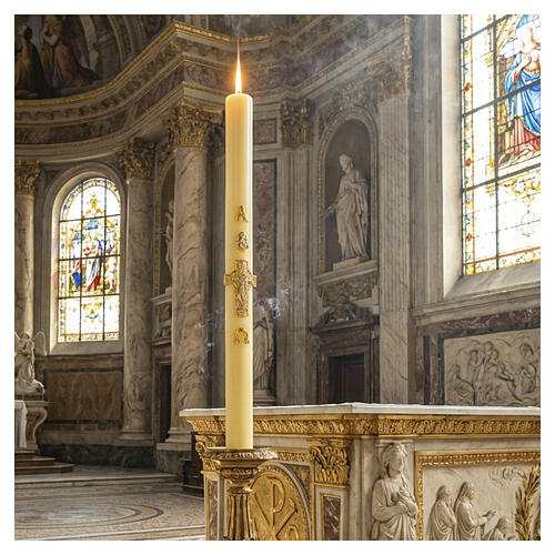 Paschal candle in paraffin with embossed Angel and Resurrected Christ, 3x47 in 2