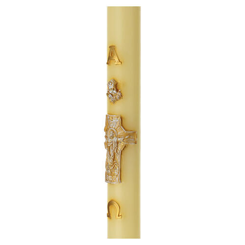 Paschal candle in paraffin with embossed Angel and Resurrected Christ, 3x47 in 4